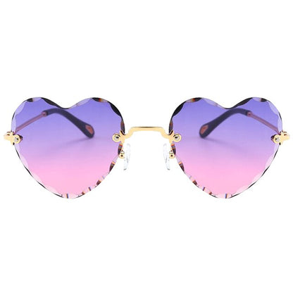 Heart Shaped Rimless Sunglasses - Floral Fawna