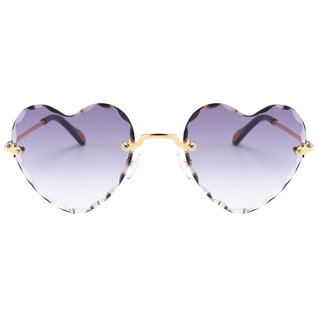 Heart Shaped Rimless Sunglasses - Floral Fawna