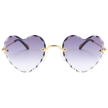 Heart Shaped Rimless Sunglasses - Floral Fawna