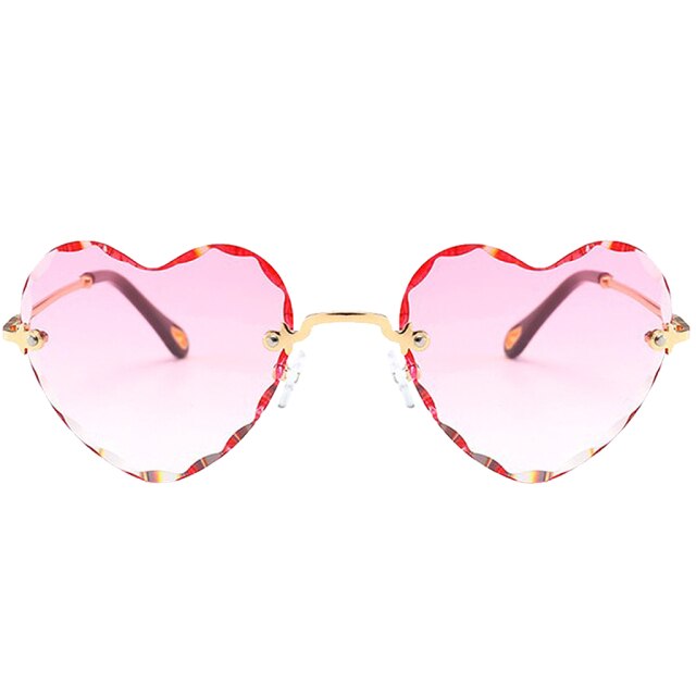 Heart Shaped Rimless Sunglasses - Floral Fawna