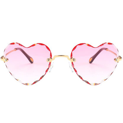 Heart Shaped Rimless Sunglasses - Floral Fawna