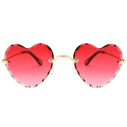 Heart Shaped Rimless Sunglasses - Floral Fawna