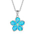 Blue Opal Flower Silver Necklace - Floral Fawna