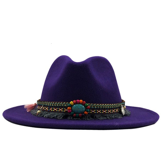 Wide Brim Fedora Hat - Floral Fawna