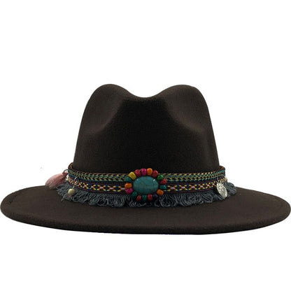 Wide Brim Fedora Hat - Floral Fawna