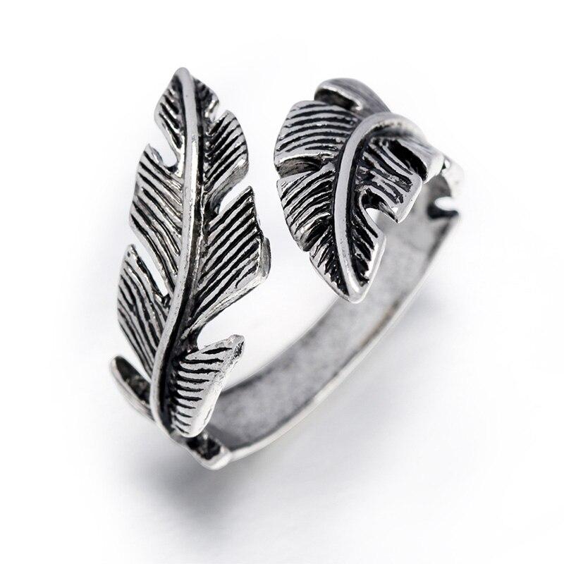 Feather Titanium Steel Wrap Ring - Floral Fawna