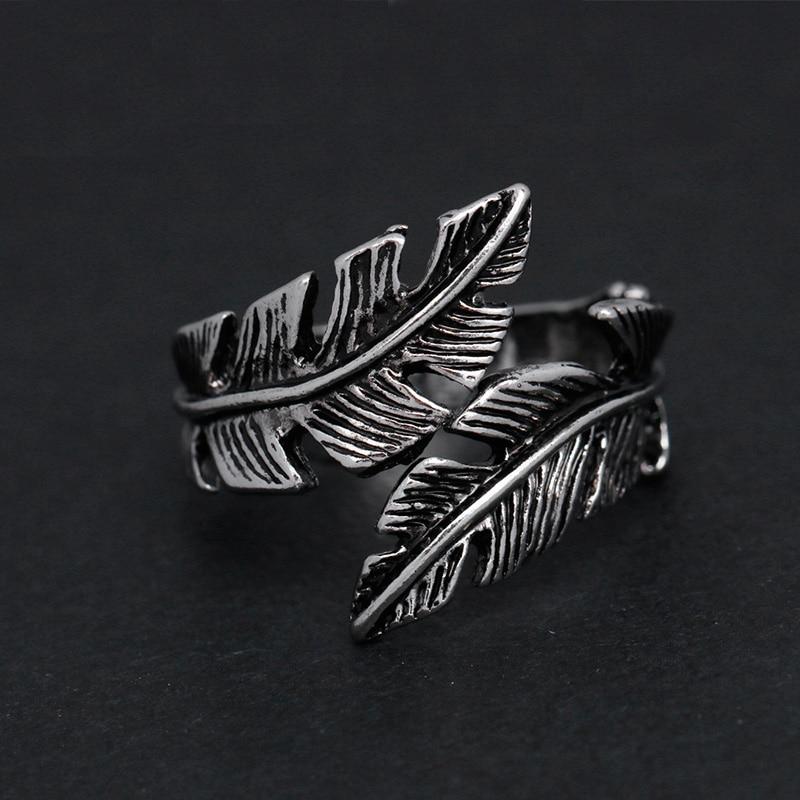 Feather Titanium Steel Wrap Ring - Floral Fawna