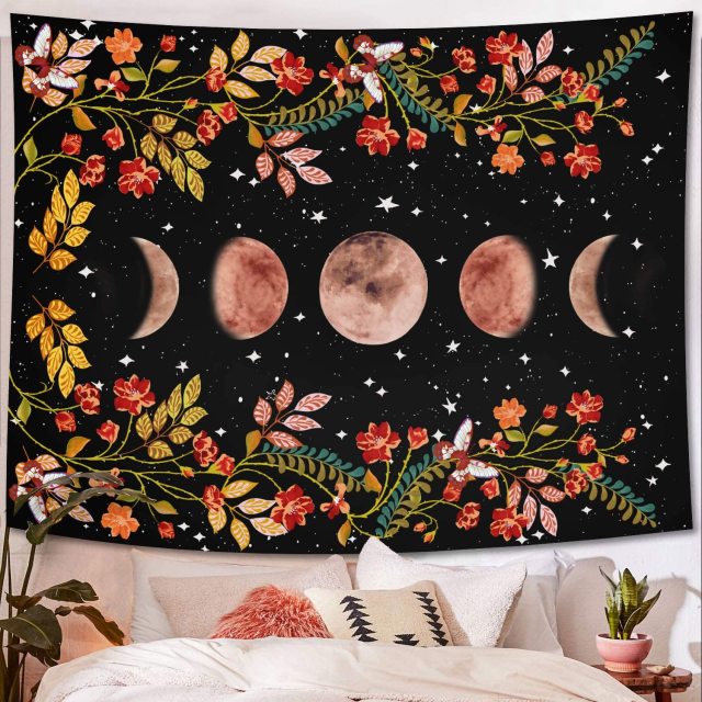 Planets and Nature Wall Hanging Tapestry Art - Floral Fawna