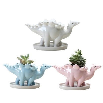 Stegosaurus Ceramic Planter - Floral Fawna