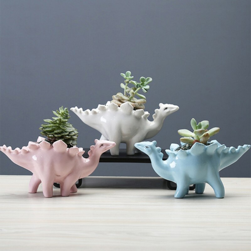 Stegosaurus Ceramic Planter - Floral Fawna