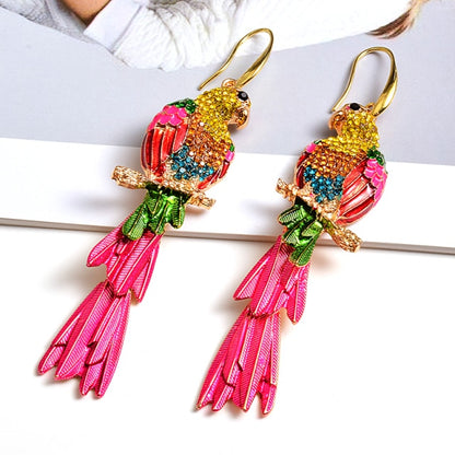 Parrot Rhinestone Earrings - Floral Fawna