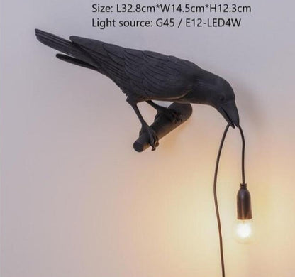 Gothic Crow Lamp - Floral Fawna