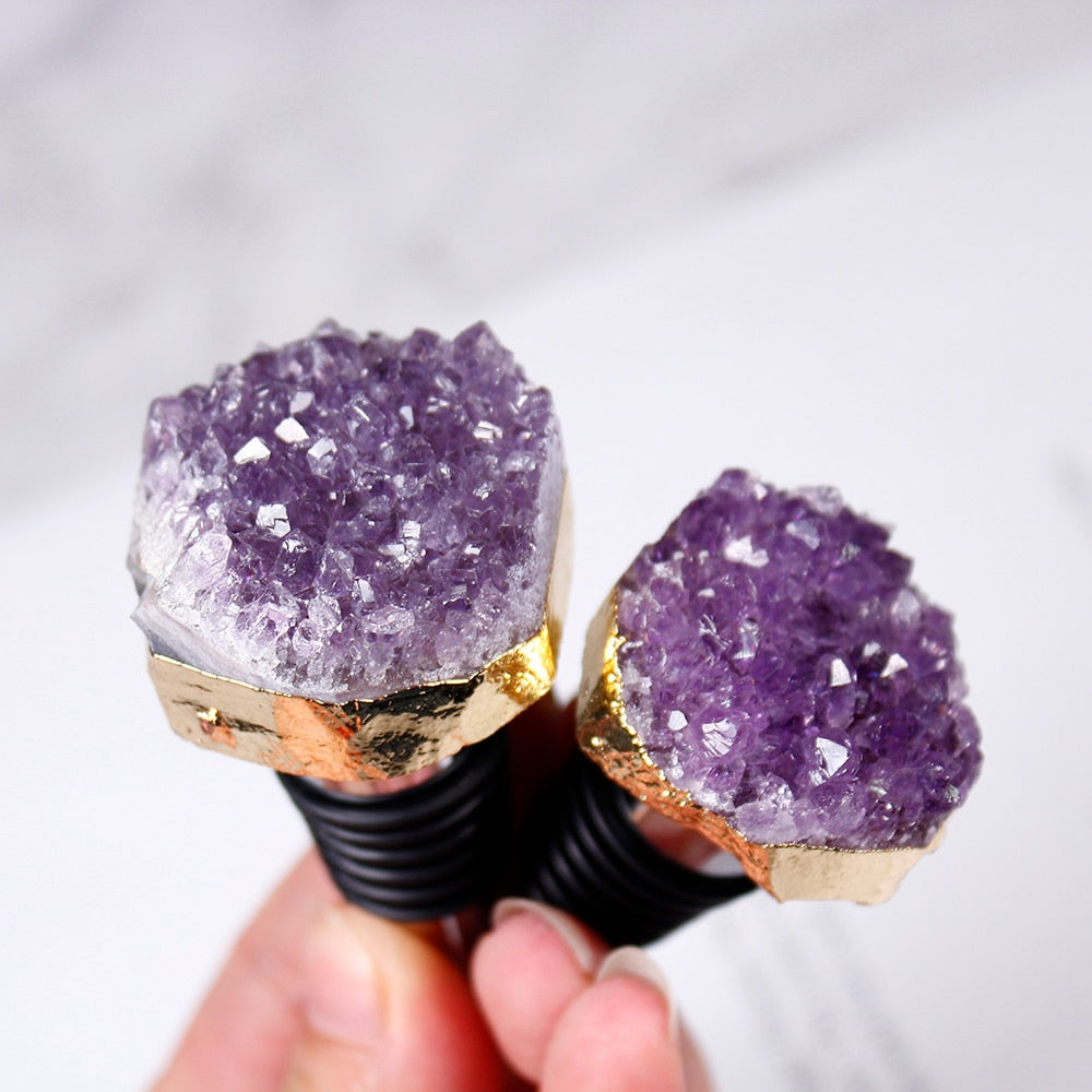 Amethyst Cluster Bottle Stopper - Floral Fawna