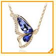 Butterfly Crystals Pendant Silver Plated Necklace - Floral Fawna