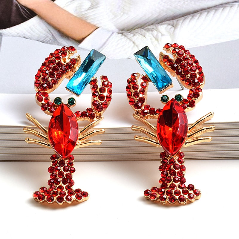 Statement Lobster Earrings - Floral Fawna