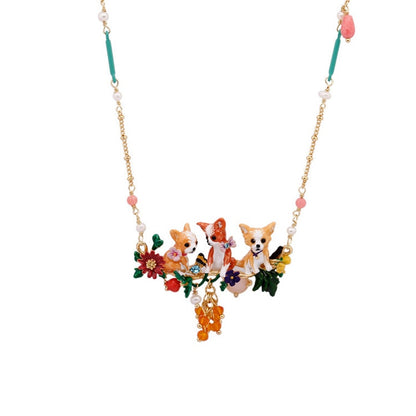 Chihuahua Family Necklace - Floral Fawna