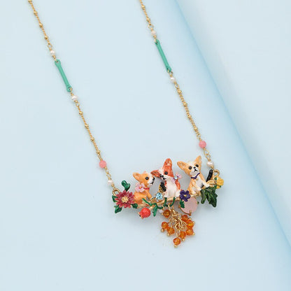 Chihuahua Family Necklace - Floral Fawna