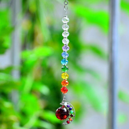 7 Chakra Moon Natural Stone Sun Catcher - Floral Fawna