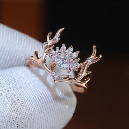 Rose Gold Elk Ring - Floral Fawna