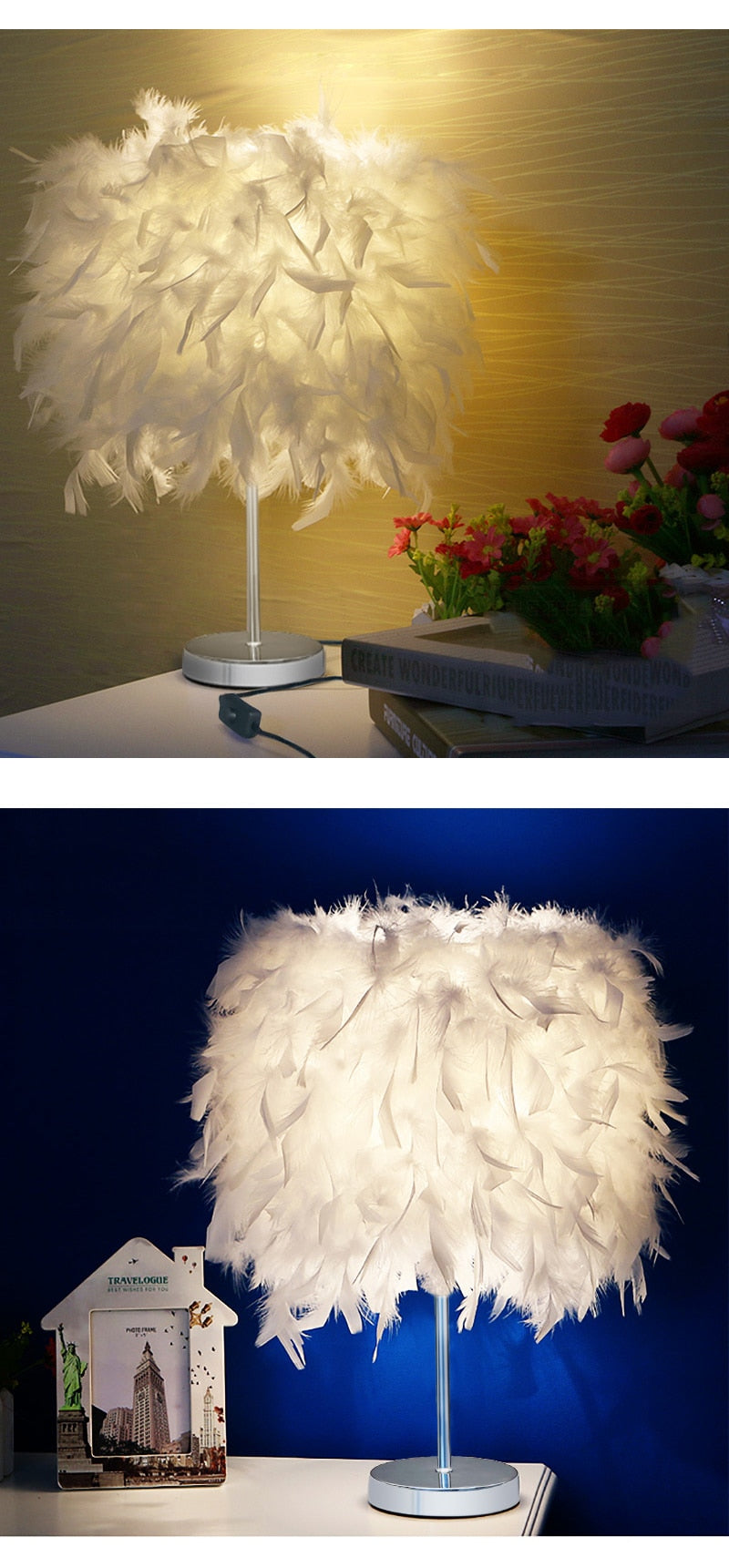 Fluffy Feather Lamp - Floral Fawna