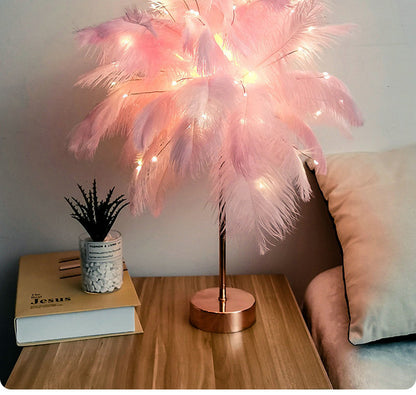 Stunning Feather Lampshade - Floral Fawna