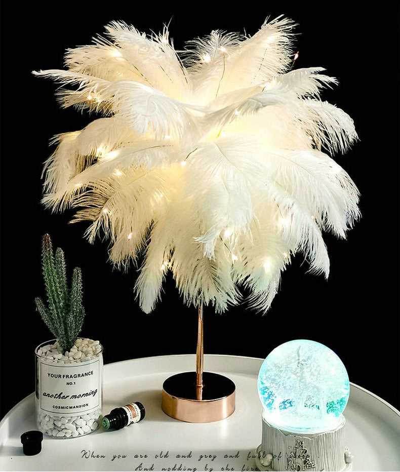 Stunning Feather Lampshade - Floral Fawna