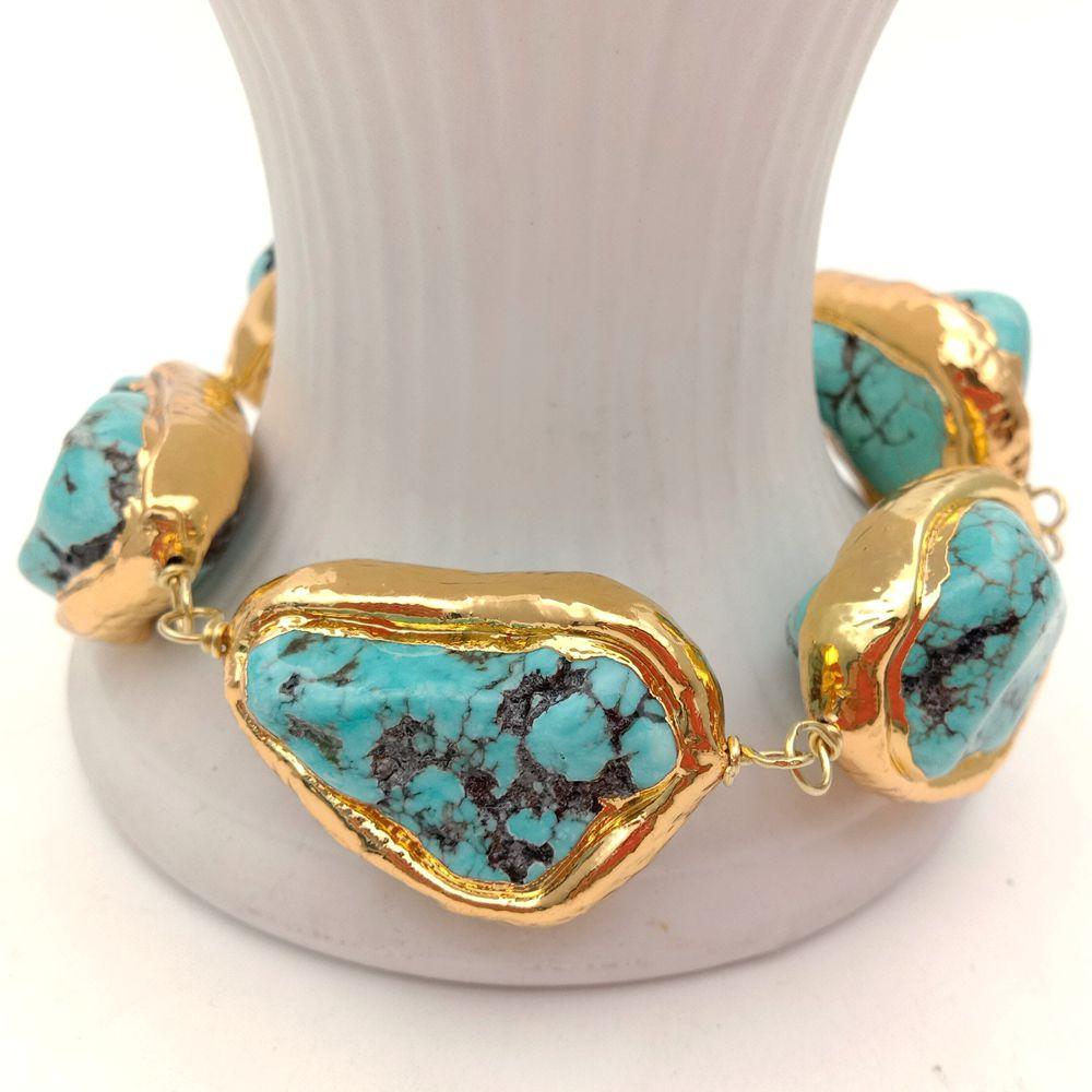 Blue Howlite Gold Plated Bracelet - Floral Fawna