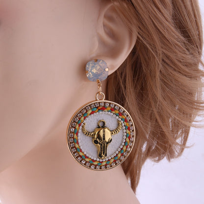 Circular Bull Earrings - Floral Fawna