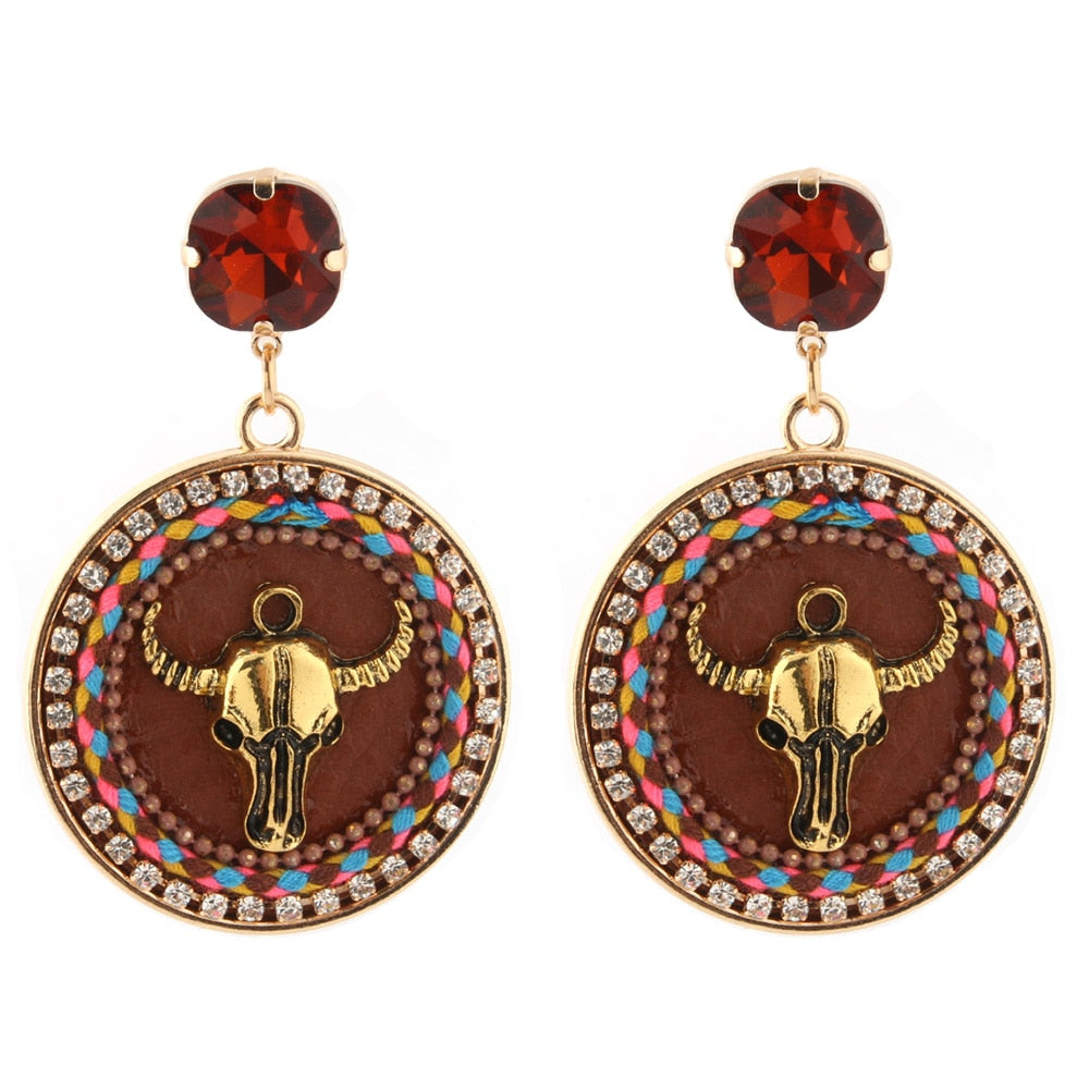 Circular Bull Earrings - Floral Fawna