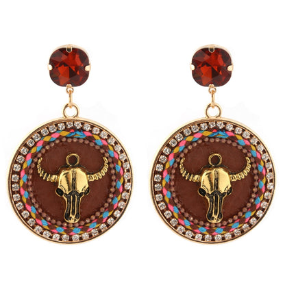 Circular Bull Earrings - Floral Fawna