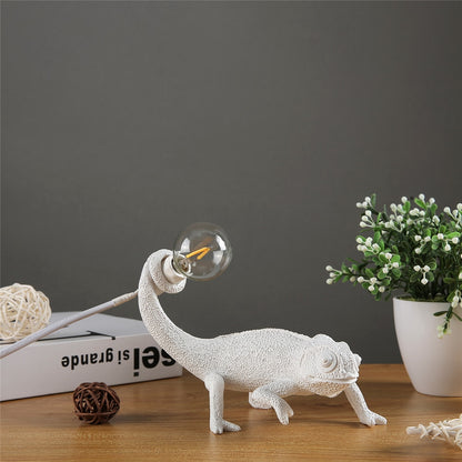 White Chameleon Lamp - Floral Fawna