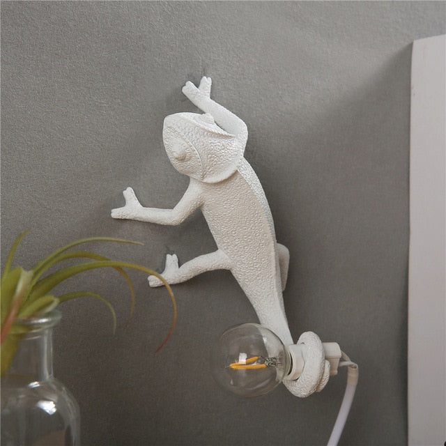 White Chameleon Lamp - Floral Fawna