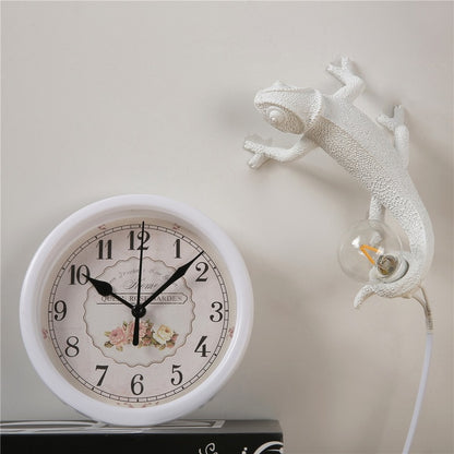 White Chameleon Lamp - Floral Fawna