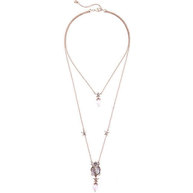 Beetle Pearl Drop Necklace - Floral Fawna