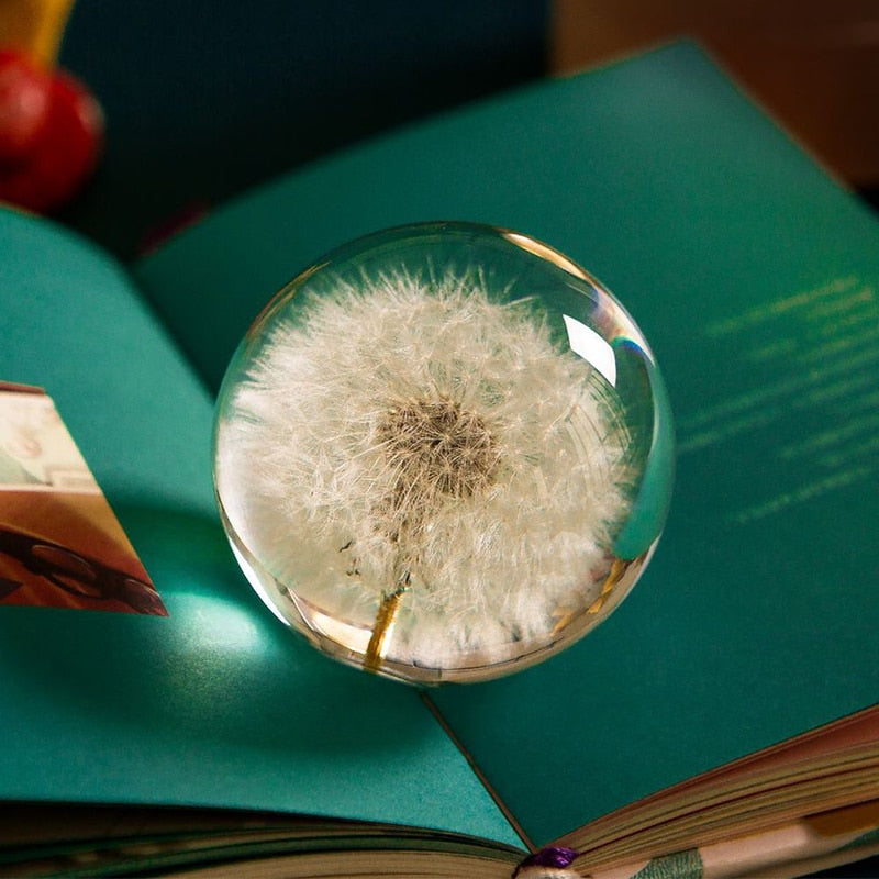 Real Dandelion Crystal Resin Ball - Floral Fawna