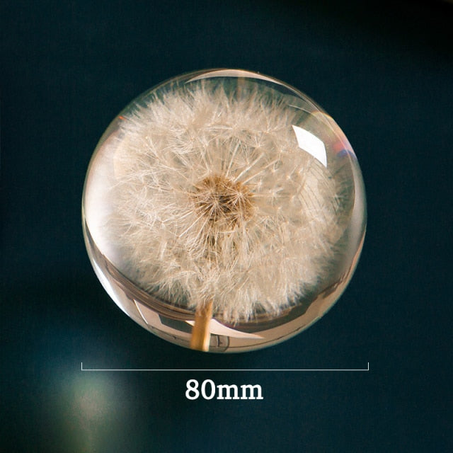 Real Dandelion Crystal Resin Ball - Floral Fawna