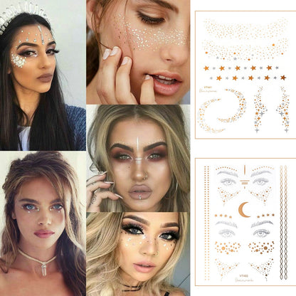 Gold and Silver Tattoo Makeup Stickers - Floral Fawna