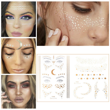 Gold and Silver Tattoo Makeup Stickers - Floral Fawna