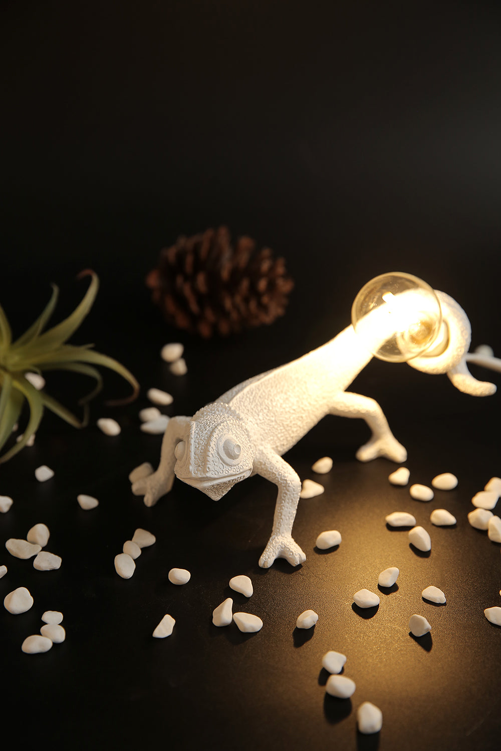 White Chameleon Lamp - Floral Fawna