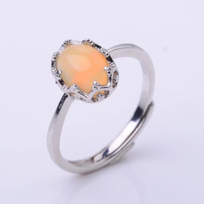 Natural Opal Sterling Silver Ring - Floral Fawna