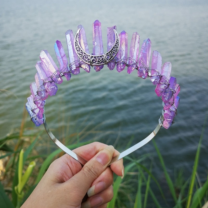 Rainbow Quartz Crystal Headband - Floral Fawna