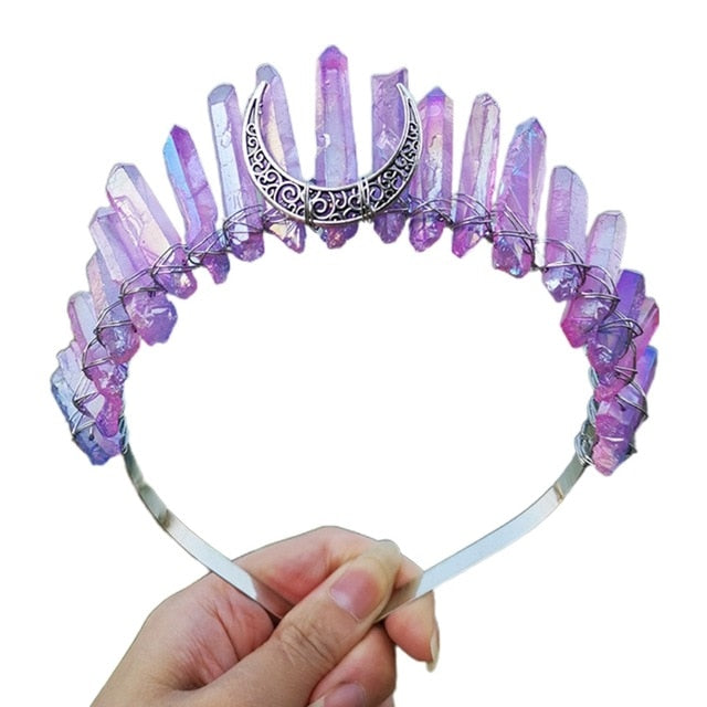 Rainbow Quartz Crystal Headband - Floral Fawna