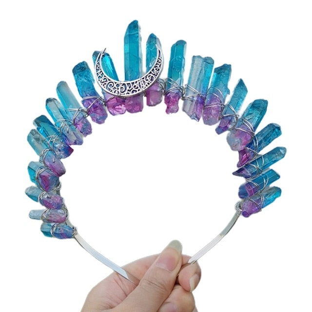 Rainbow Quartz Crystal Headband - Floral Fawna