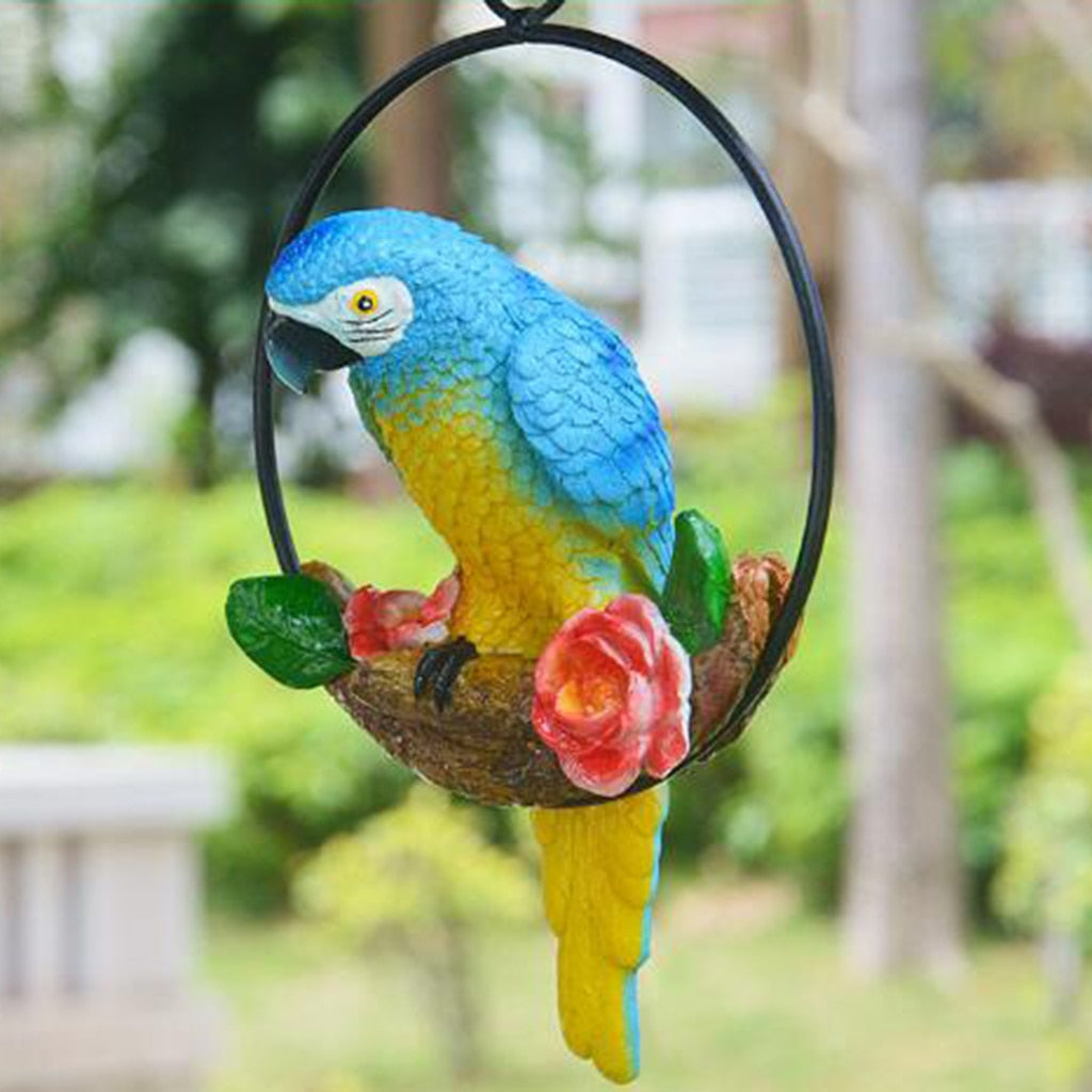 Hanging Parrot Ornament - Floral Fawna