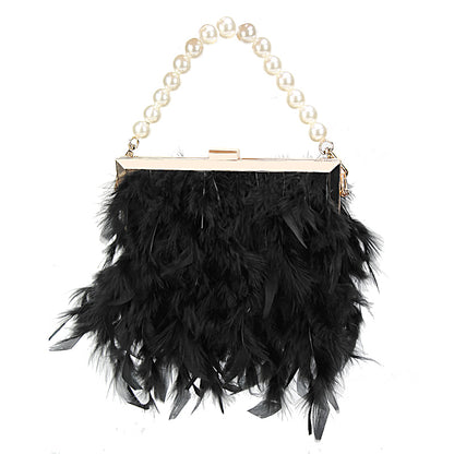 Gatsby Feather Evening Bag - Floral Fawna