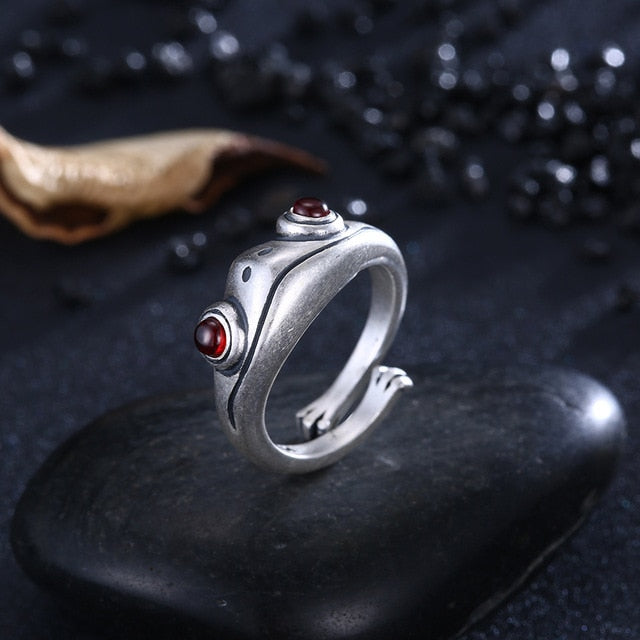 Silver Frog Ring - Floral Fawna