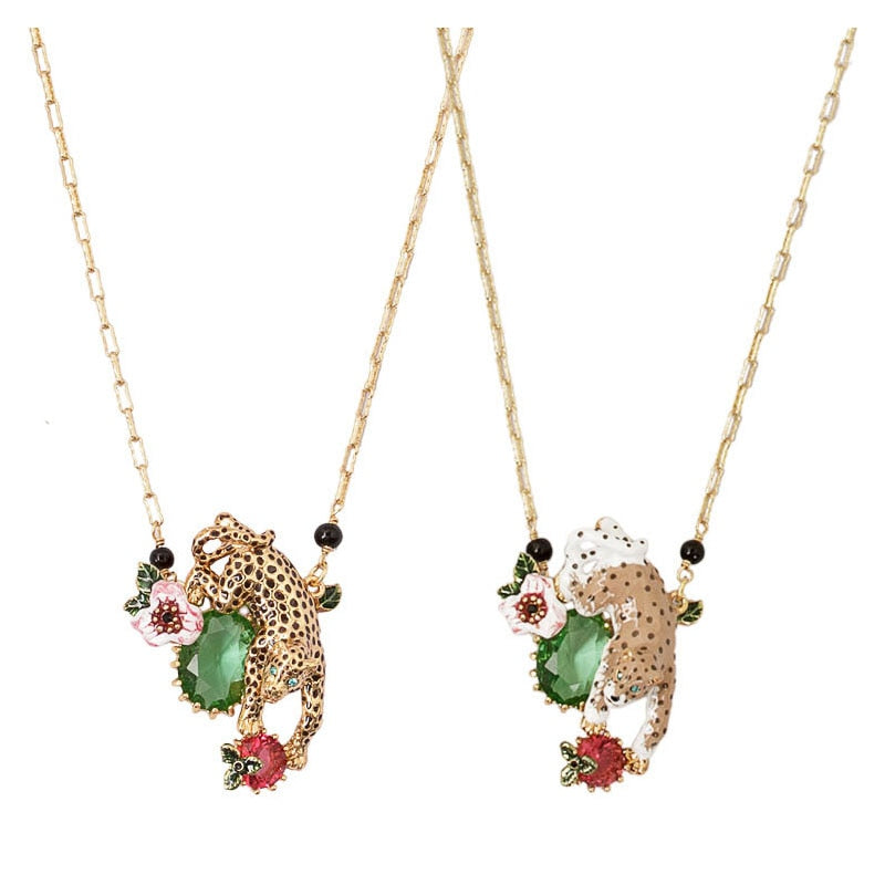 Luxurious Leaping Leopard Necklace - Floral Fawna