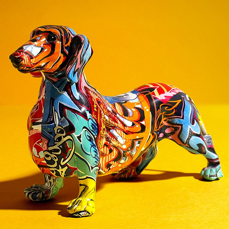 Abstract Dachshund Statue - Floral Fawna