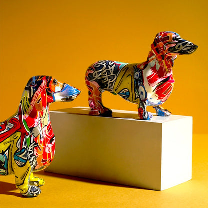 Abstract Dachshund Statue - Floral Fawna