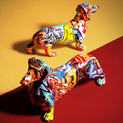 Abstract Dachshund Statue - Floral Fawna